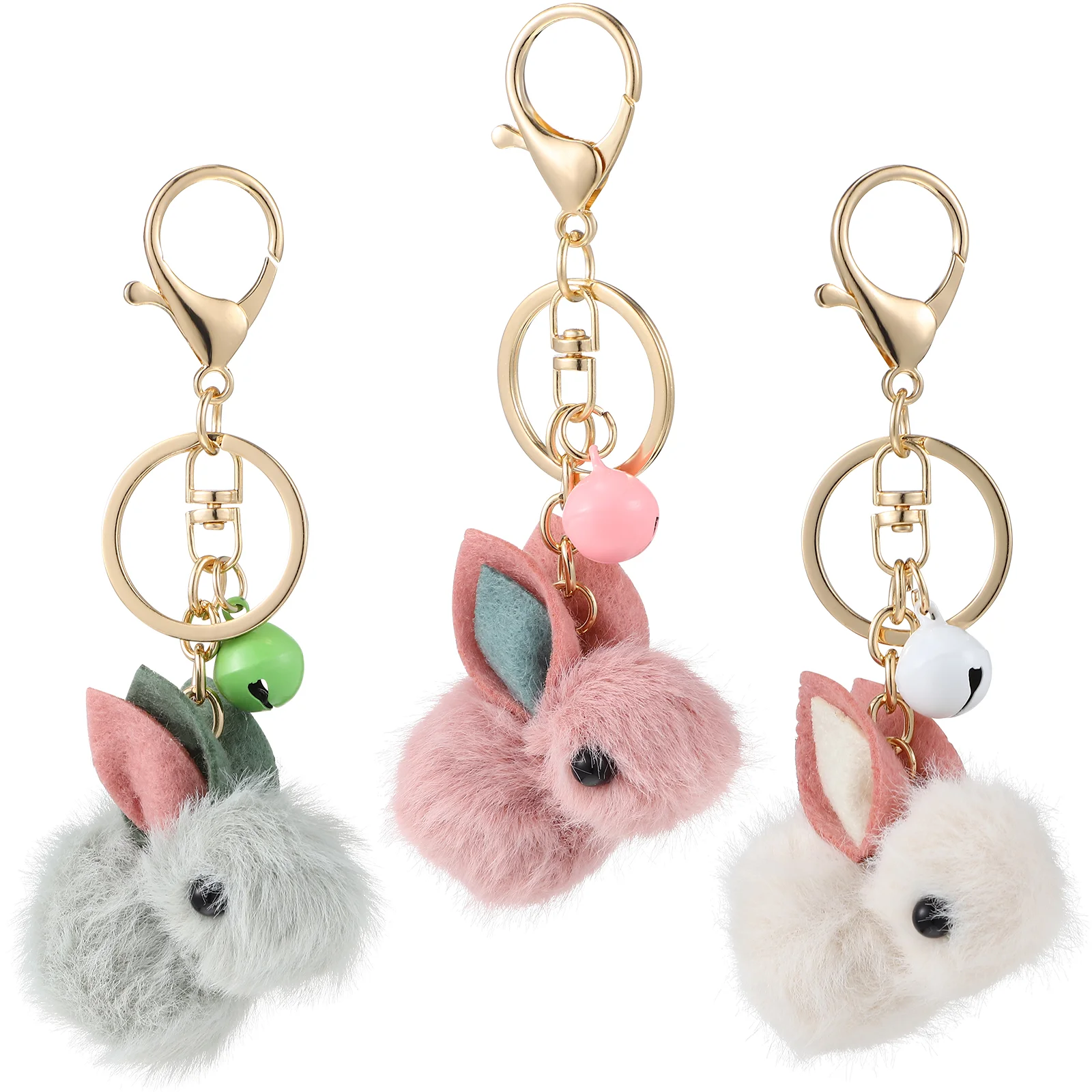 

3 Pcs 2023 New Year Key Chain Gifts Car Fluffy Bunny Keychain Car Key Holder Wool Felt Keychain Backpack Rabbit Year Gifts