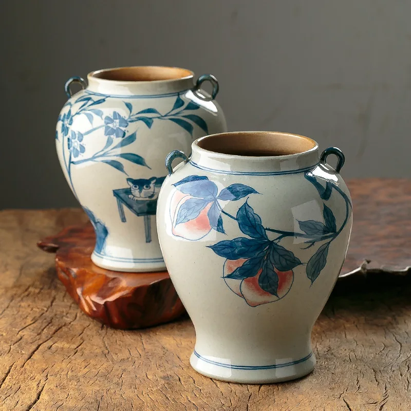 

Китайская сине-белая фарфоровая ваза, керамическая ваза, винтажные аксессуары для цветочной композиции, украшения ручной работы, украшение для дома