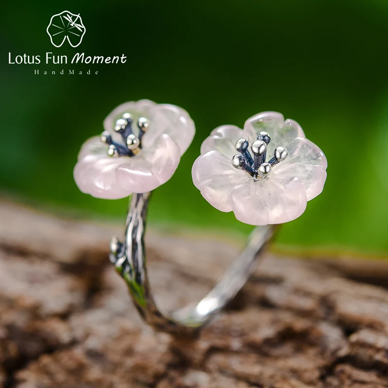 

Женское Винтажное кольцо «цветок под дождем» Lotus Fun, изящное регулируемое кольцо ручного изготовления из настоящего серебра 925 пробы с натур...