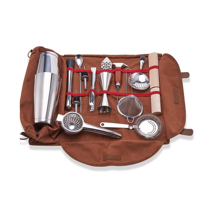 

Bar Bartender Carrying Bag Creative Bartender Canvas Toolkit Pack Bartender Bag Cocktail Shaker Set Storage Bag Only