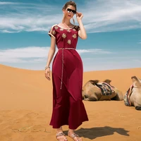luxury kaftan velvet abaya dubai evening dress for women muslim moroccan caftan marocain with belt jalabiya islam party clothes