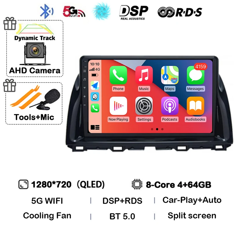 Android 15 Автомобильный радиоприемник Мультимедийный плеер 2 DIN для Mazda CX5 CX-5 CX 5 2012 2013 2014 2015 WIFI + 4G Головное устройство GPS Carplay Auto DSP