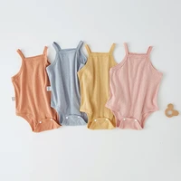 summer baby jumpsuit thin bodysuit for newborns sleeveless girl boy bodysuits solid color pajamas for toddler overalls clothing
