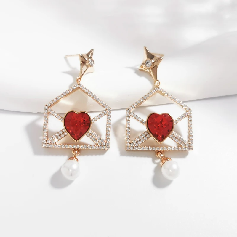 

Женские Висячие серьги с австрийским кристаллом, модные дизайнерские висячие серьги-конверты вечерние праздничные рождественские украшен...