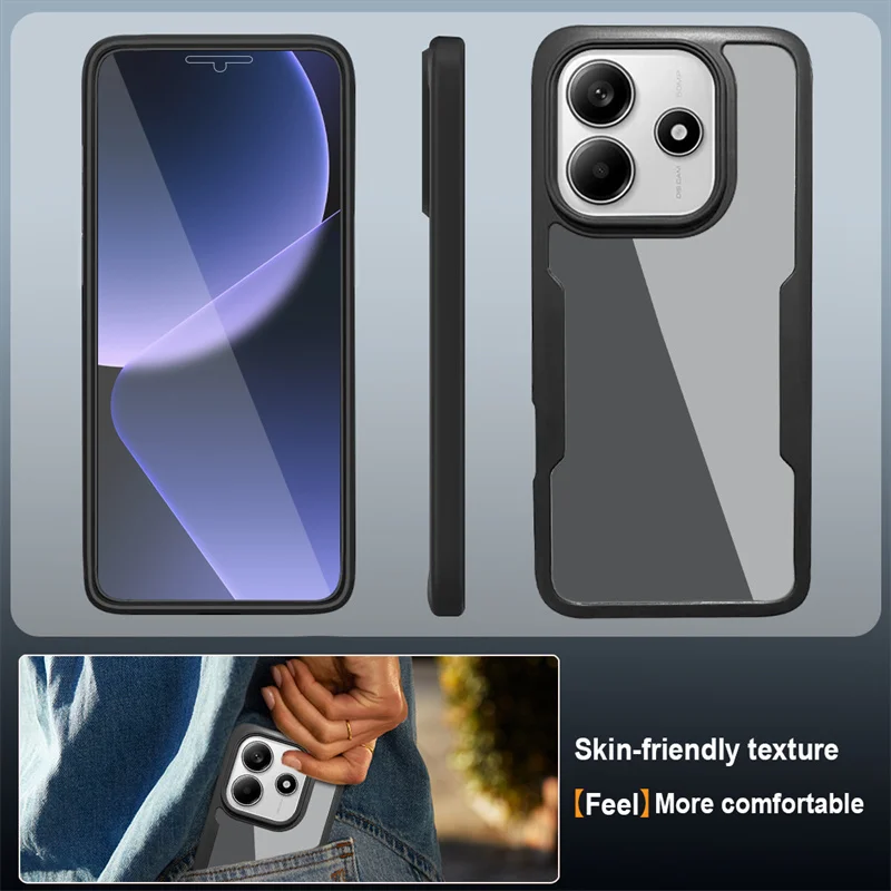 Роскошный 360-градусный чехол с полной защитой Funda для Xiaomi Redmi Note 14 5G прозрачный