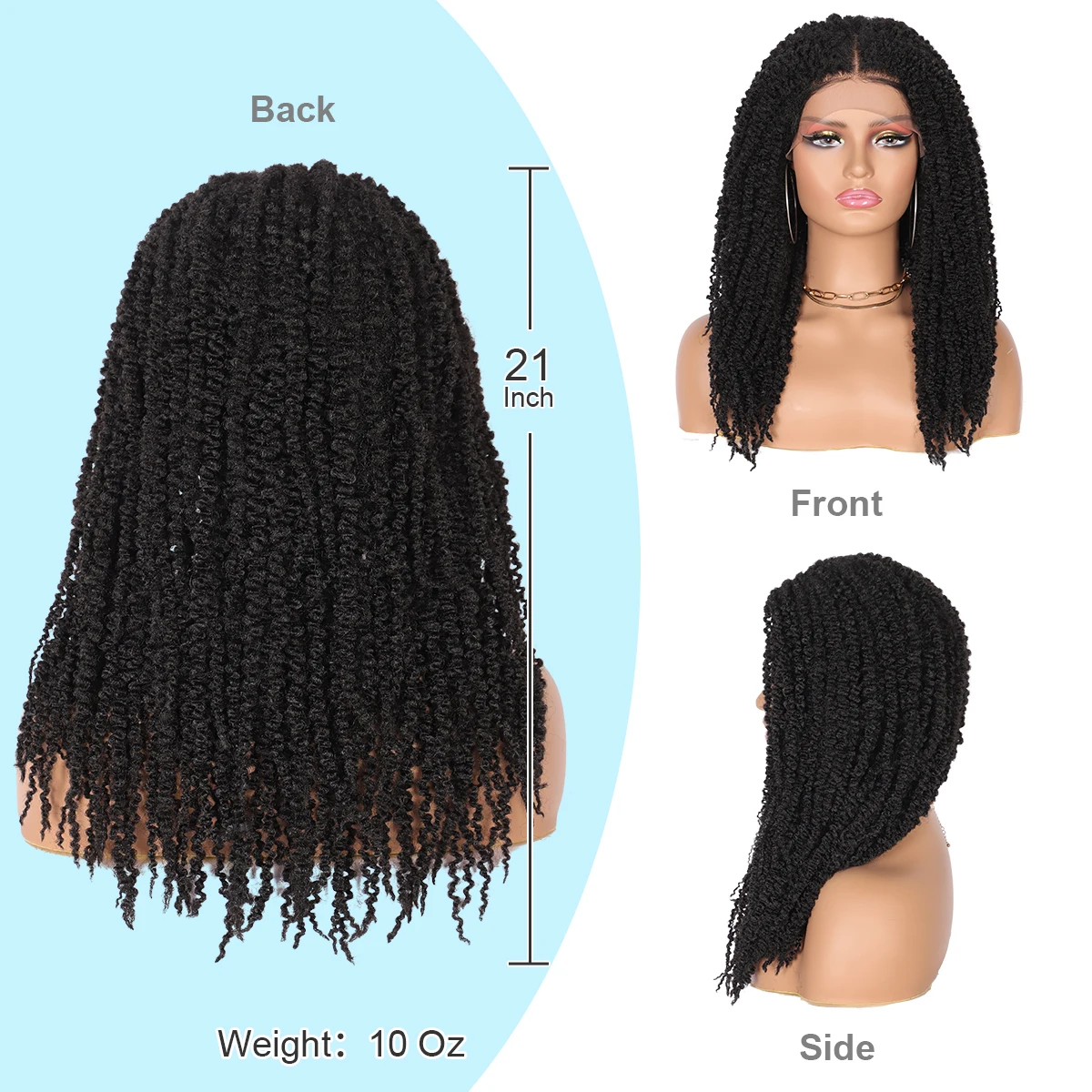 

Olymei Synthetic Passion Twist Braided Lace front Wigs For Black Women 4X4 Swiss Lace Frontal Crochet Braids With Baby Hair 21"
