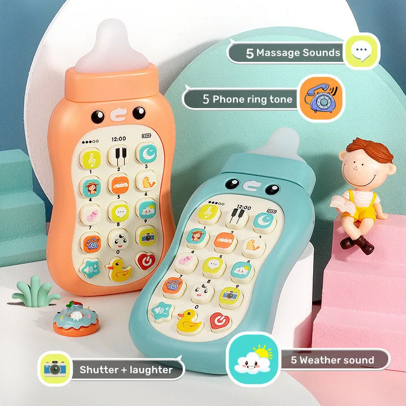 

Baby Phone Intelligent Child Early Education toy Cell Phone Musical Bottle Toy Baby Nibble Pacifier Teether Simulation Bottle