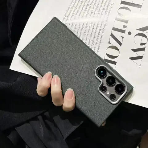 Деловой кожаный чехол для телефона с текстурой в стиле ретро для Samsung Galaxy S24 Plus S23 S22, ультра-военный противоударный чехол с металлическим каркасом