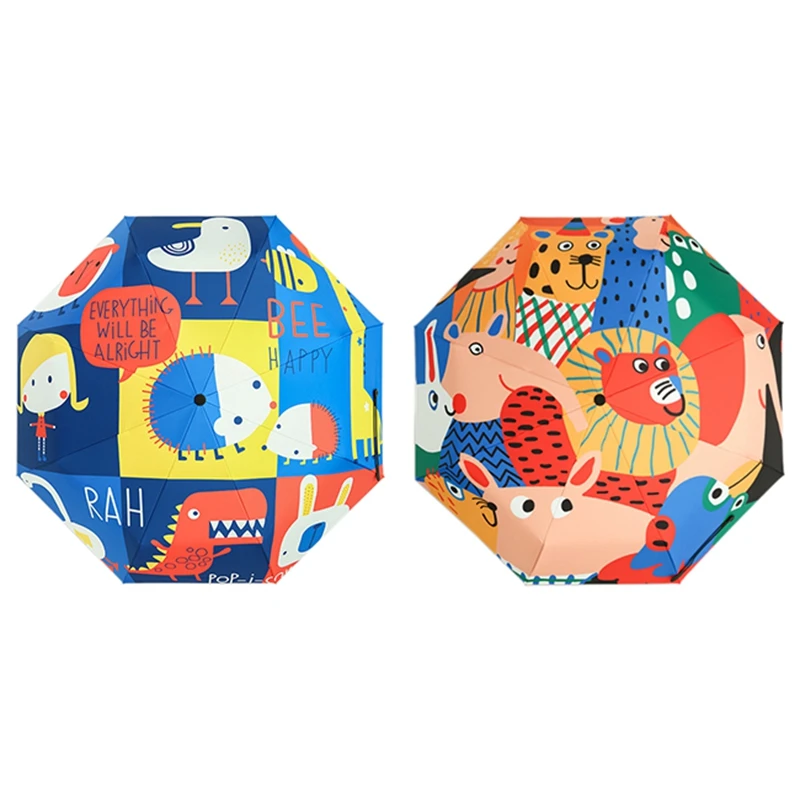 

Cute Cartoon Girls Umbrella Rain Automatic Folding Umbrella Anti UV Parasol Patterns Windproof Umbrella