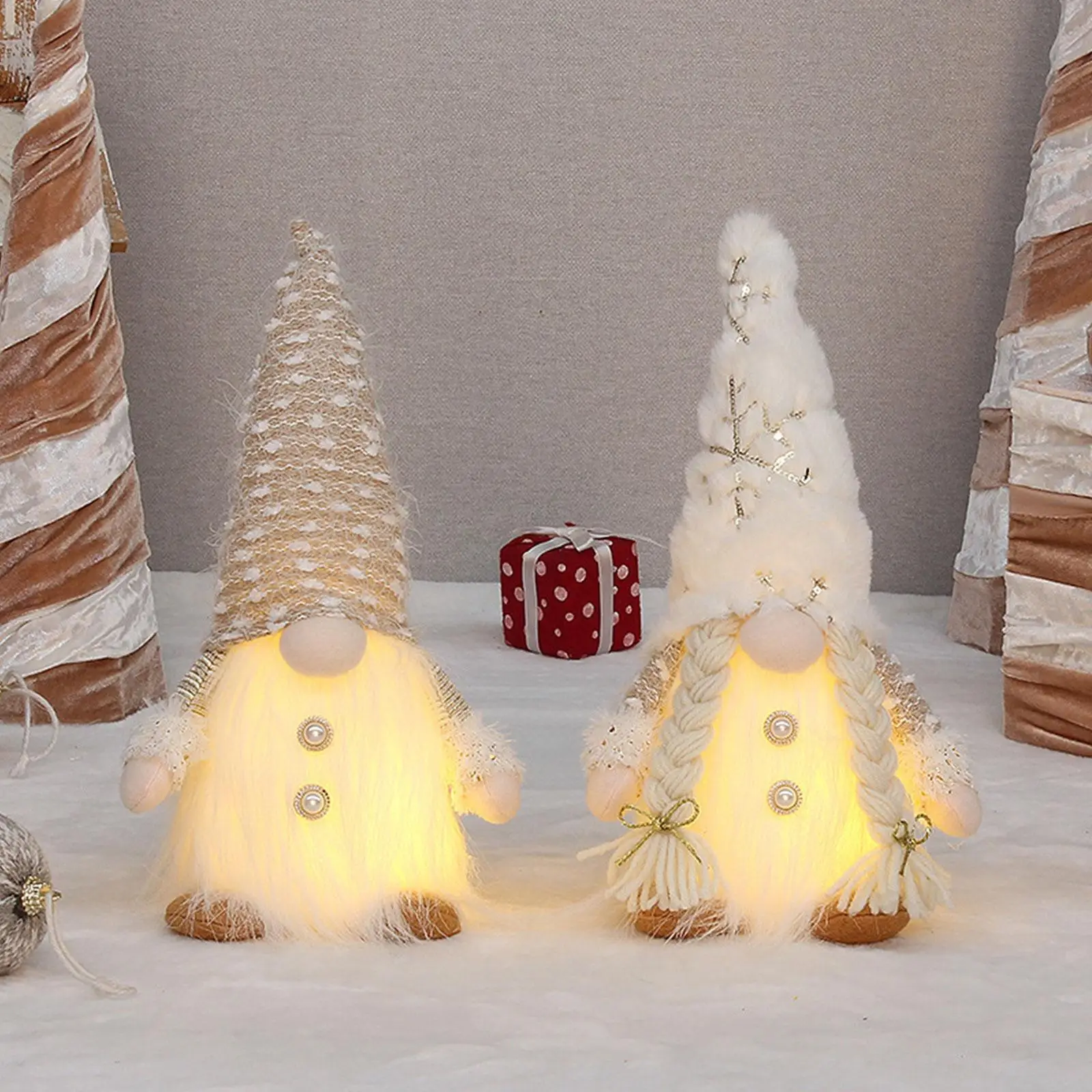 

Christmas Mini Faceless Old Man Doll Christmas Sequins With Lights Doll Toy Christmas Tree Plush Hanging Pendant For Home Party