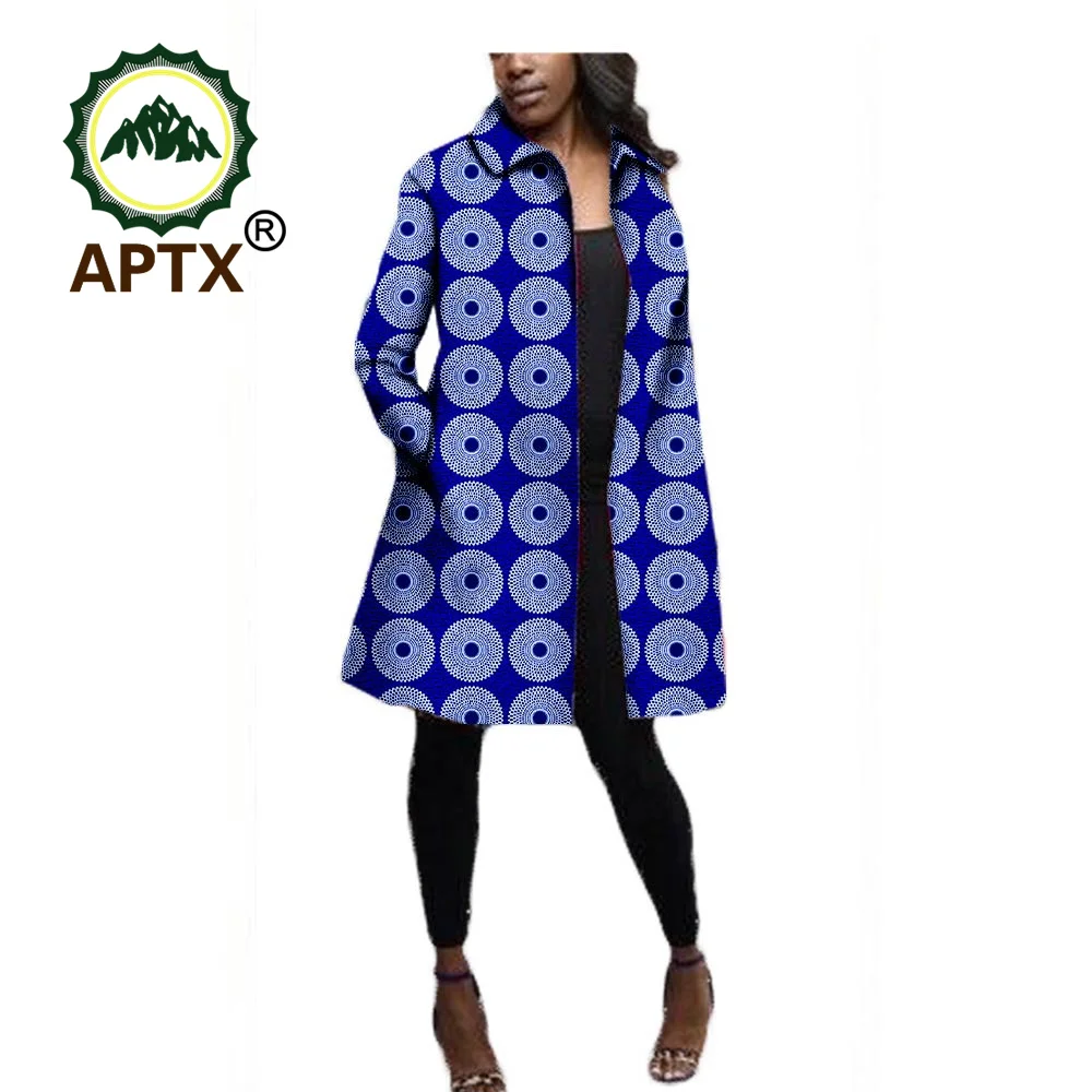 African Print Long Blazer Coats for Women Ankara Long Sleeve Casual Jacket Top Dashiki Women Clothing 1A722404