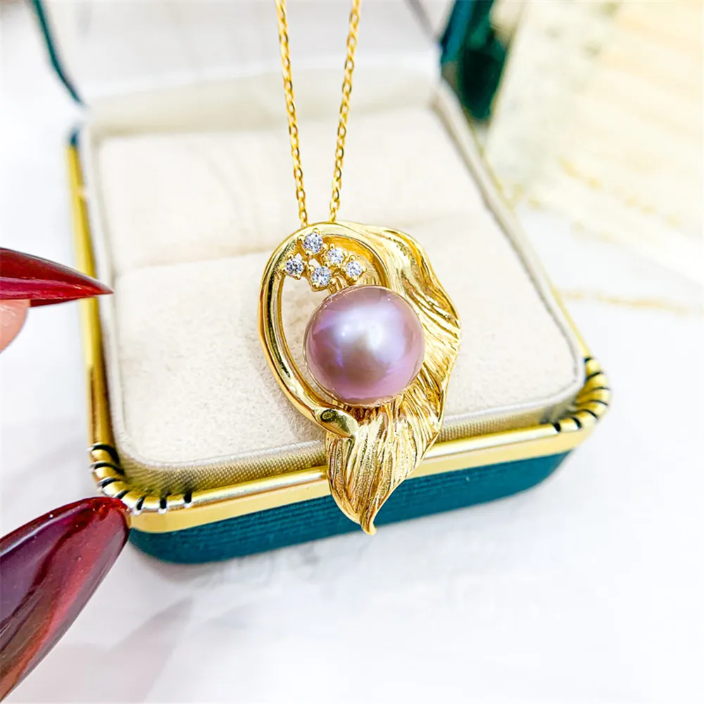 S925 Sterling Silver Pearl Pendant Settings Blank/Base For DIY Pendant Jewelry Making Accessories Suitable for 10-12mm Bead