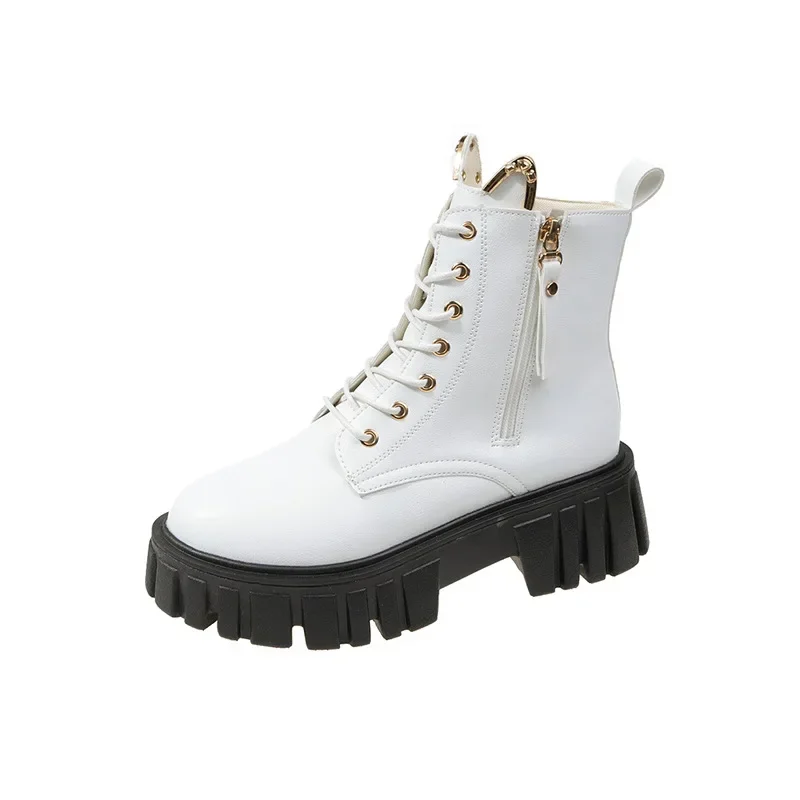 

Женские ботинки на платформе, однотонные Дизайнерские ботильоны на молнии сбоку, 2023