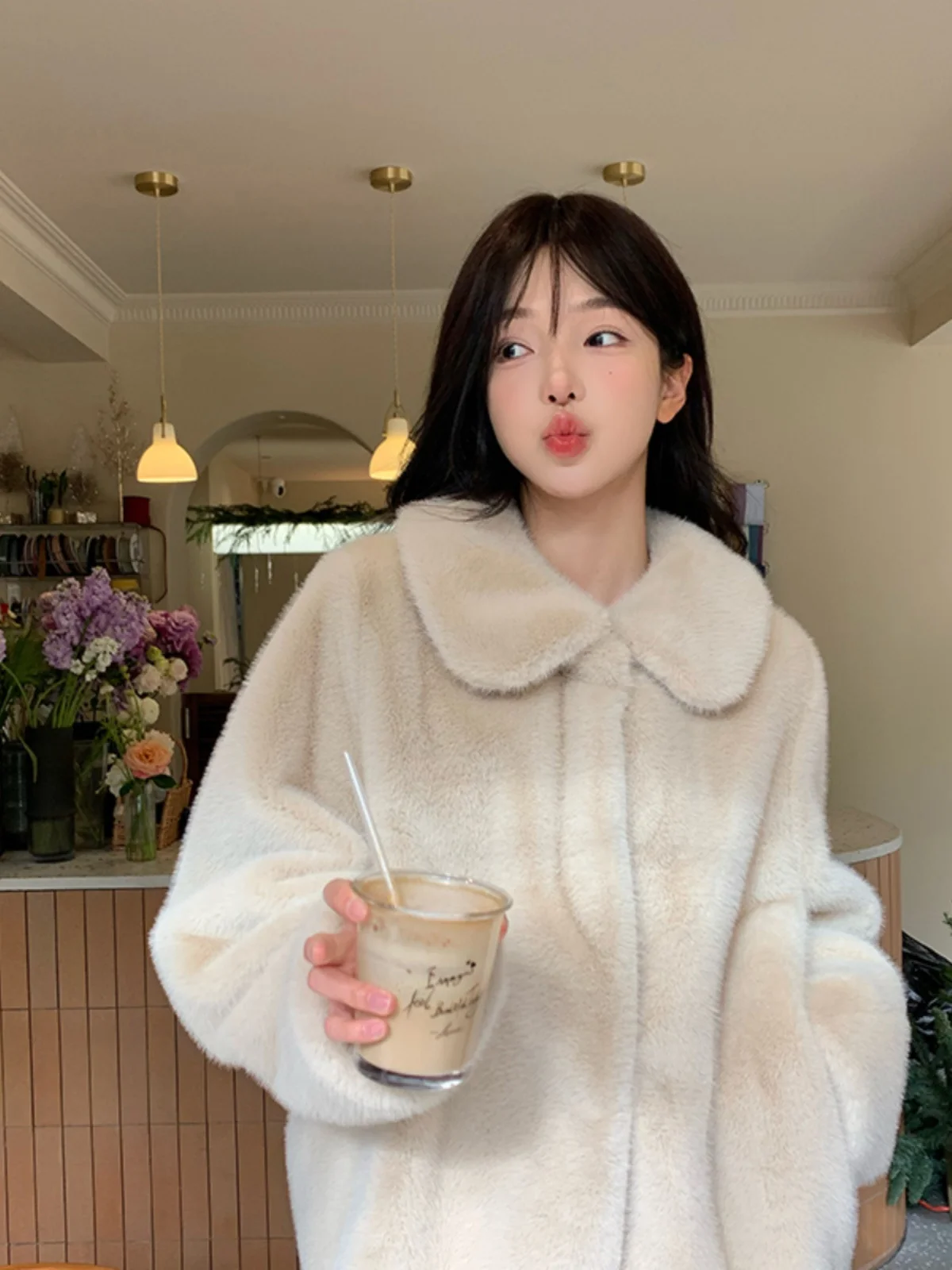 French Rixo Rane French sle Light Luxury⭐Advanced Mink Velvet Environmental Protection Fur Coat Outerwear Women Thick Loose