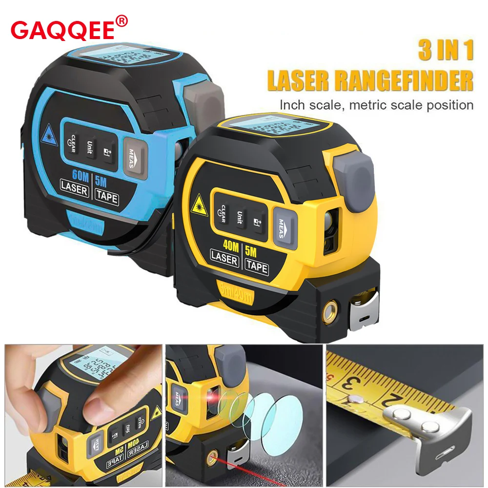 

40m/60m Laser Tape Measure Rangefinder Digital Distance Meter 3 In 1 High-precision Electronic Roulette Stainless 5m Tape Ruler