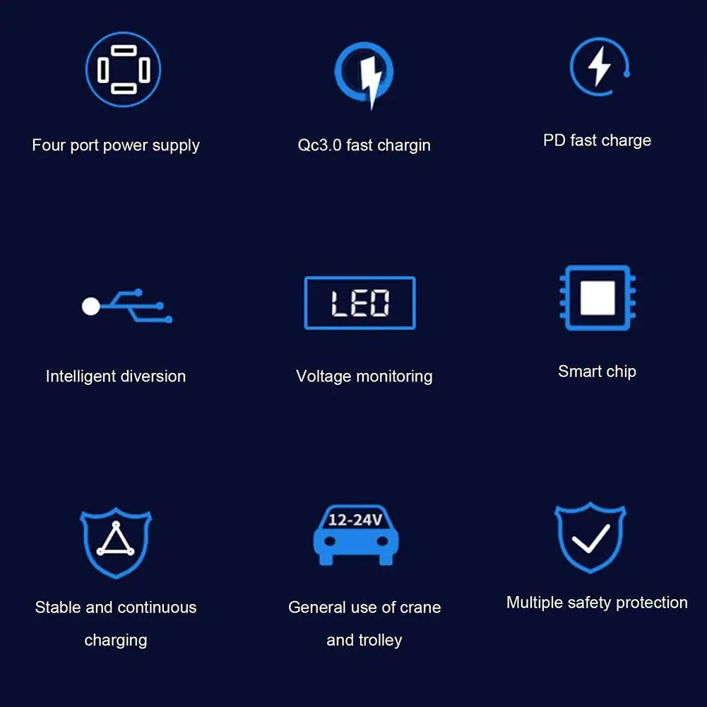 Адаптер питания для IPhone F6E8 зарядное устройство с 4 портами и синим светом Тип C