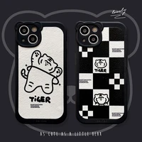 fashion lattice cortex tiger phone cases for iphone 13 12 11 pro max xr xs max x 78plus couple shockproof soft shell