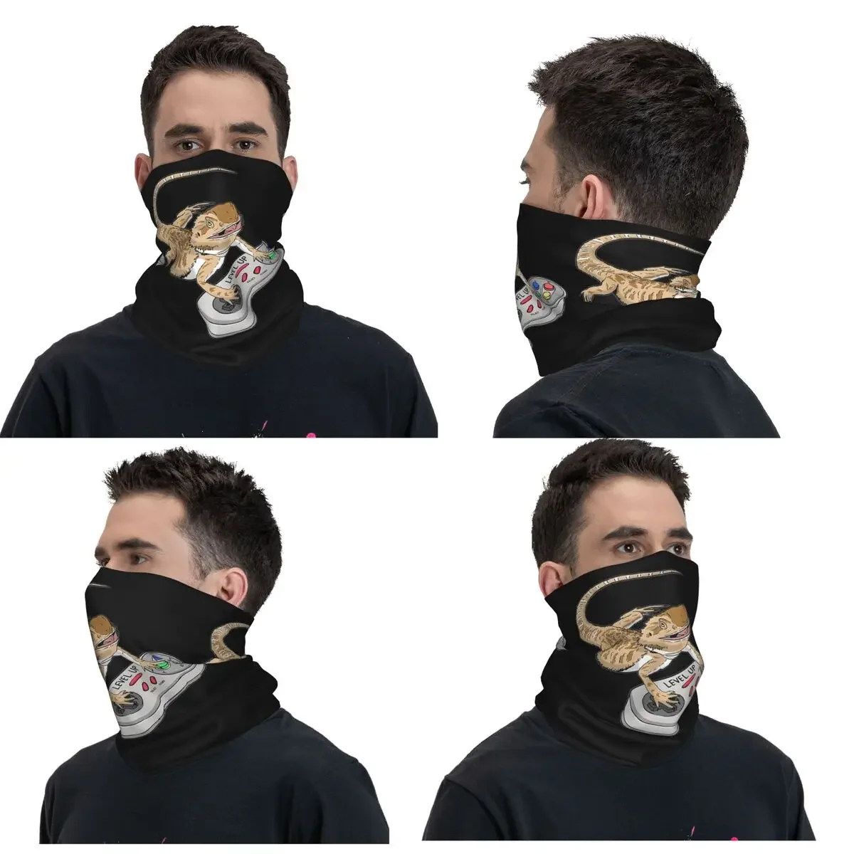 Gecko Love - бандана с улыбающимся чехлом маска на шею шарф принтом