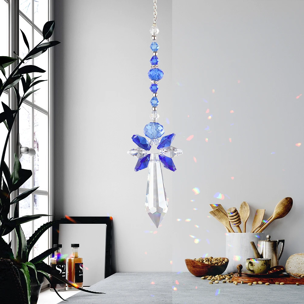 

Портативный хрустальный подвесной светильник «Ловец», Радужный светильник с хорошим рефракционным эффектом для украшения дома, сада, свад...