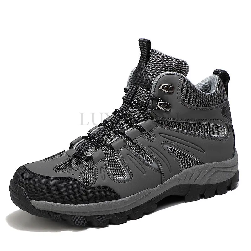 

High Quality Outdoor Boots Men Big Size 46 Men Ankle Boots Lace Up Sneakers Adult Hiking Shoes Durable Rubber Snow Botas Hombre