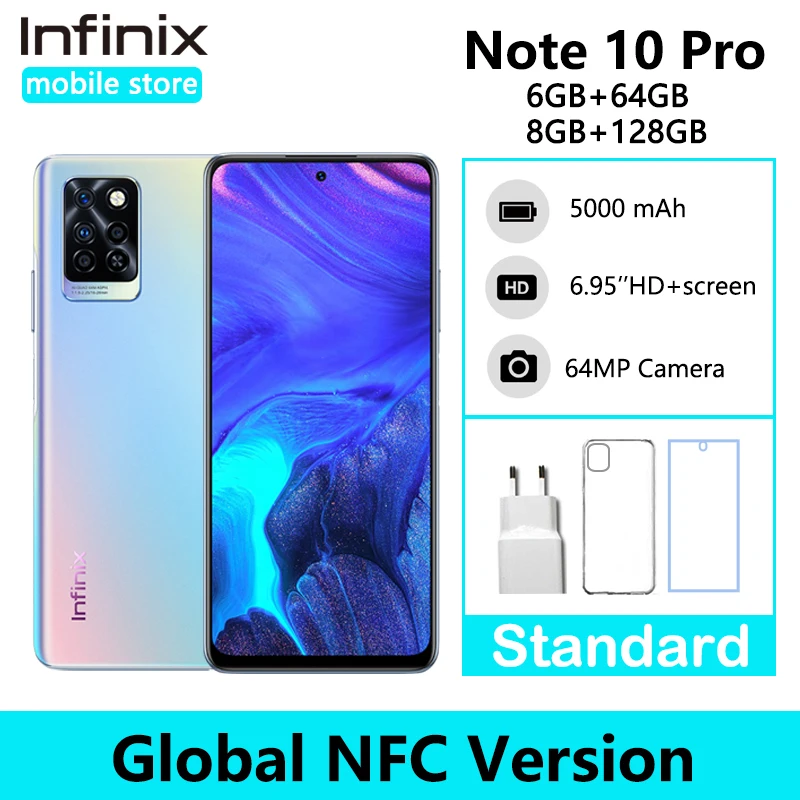 

Global Version Infinix Note 10 Pro NFC Support 5000 Battery 33W Super Charge 6.95'' Display Smartphone Helio G95 64MP Camera
