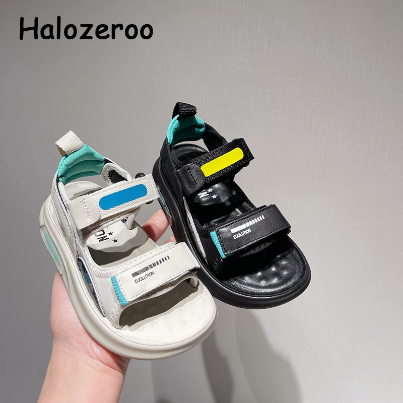 

Новинка 2022, летние детские пляжные сандалии, черная Брендовая обувь для маленьких девочек, детские сетчатые спортивные сандалии, мягкие мод...