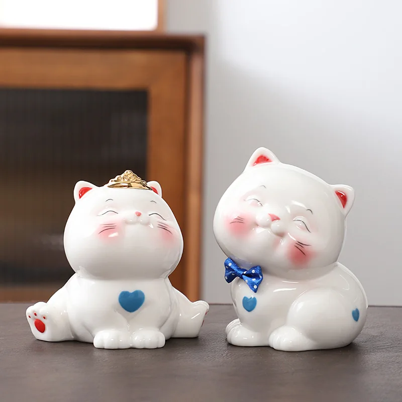 Kitten Decoration Ceramic Home Decoration Creative Girls' Gifts Cute Gift Animal Cat Handicraft Equipment Ornaments