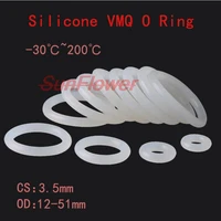 10pcs vmq white silicone o ring gasket cs 3 5mm od 12 51mm food grade silicone rings o rings rubber ring gaskets