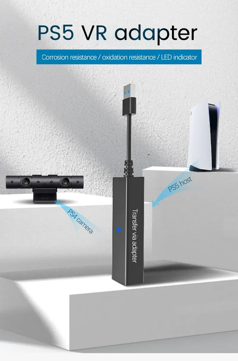 

USB3.0 PS VR To PS5 Cable Adapter VR Connector Mini Camera Adapter For PS VR To PS5 Cable PSVR Camera Adaptor
