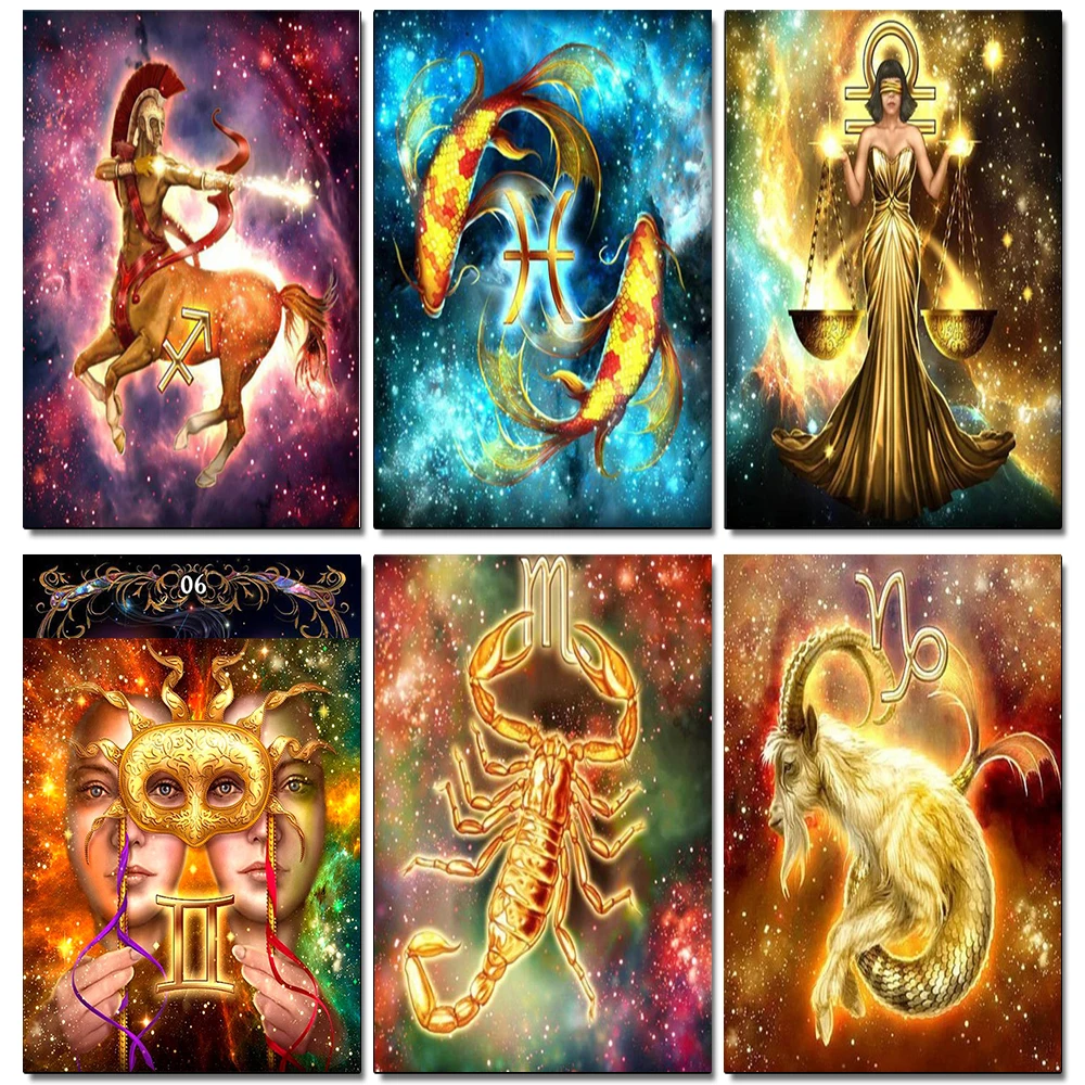 

OLOEY Diamond Painting Full Square Lion Constellation Cross Stitch Kit Embroidery Mosaic Picture Of Rhinestones Home Decor Gift