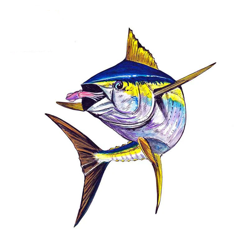 

Interesting Yellow Fin Tuna Squids Car Sticker PVC Body Decoration To Cover Scratches Accessories Auto Decal Waterproof Anti-UV