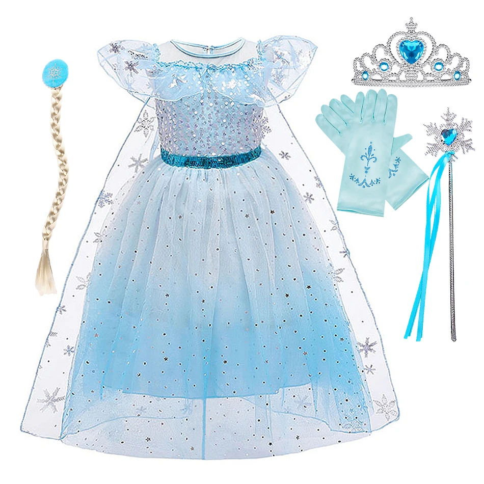 

Kids Princess Clothing Children Summer Birthday Luxury Gown Little Girl Elsa Carnival Tulle Cloak Vestidos Dance Layered Costume
