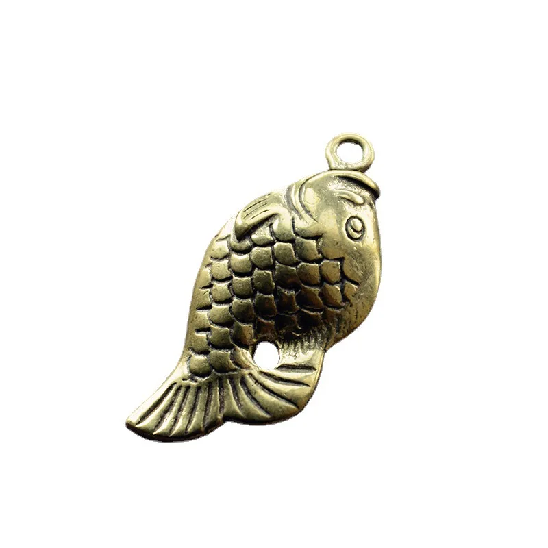 

Brass Long Tail Goldfish Key Pendants Antique Koi Car Keychains Accessories Pendant Charms Creative Copper Fish Keyrings Hanging