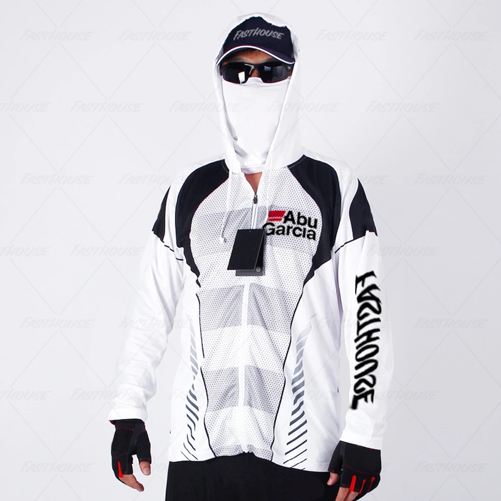 

2023 ABUGARCIA Brand Men Mesh Breathable Hood Mens A Sports Fishing Outdoor Fishing Clothes New White Fishing Jersey