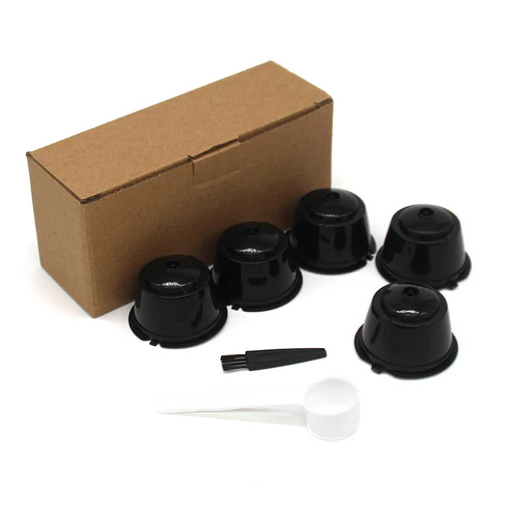 

5PCS Reusable Nestle for Dolce Gusto Coffee Capsule Filter Cup Refillable Filter Basket Caps Reusable Spoon Brush-2