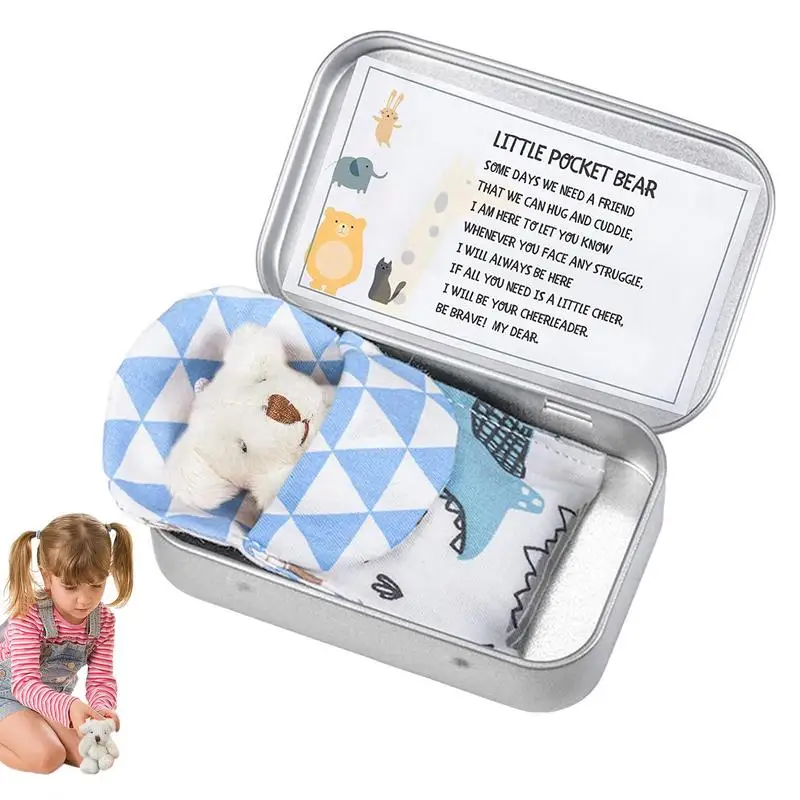 

Карманный медведь жестяной помогает расслабить мягкий медведь в коробке медведь-компаньон для помощи детям расслабиться и принести чувство безопасности