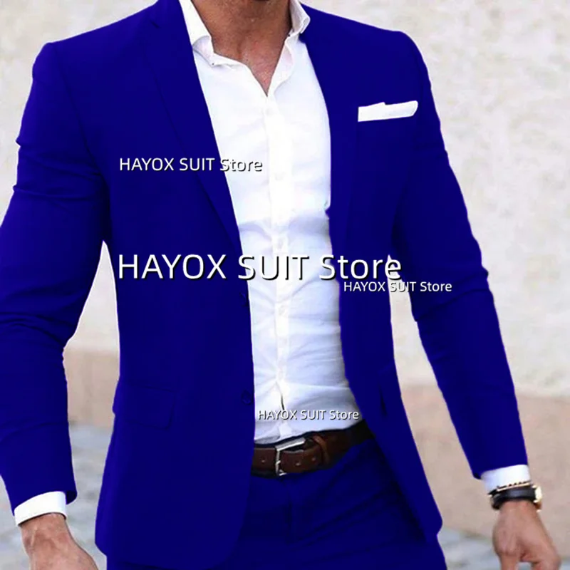 Men's Suit 2-Piece Gun Lapel Single Button Jacket President Style Business Negotiation Banquet Blazer Set