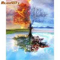 ruopoty coloring by number tower handpainted gift drawing acrylic home decoration oil painting by numbers landscape wall art