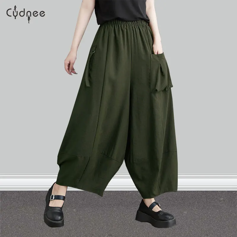 Женские мешковатые брюки повседневные свободные широкие эластичные капри с