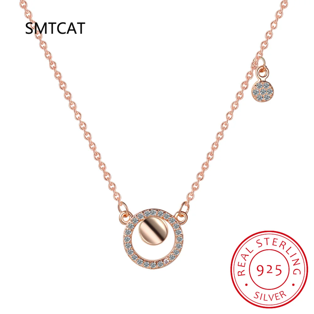 Настоящее серебро 925 пробы с цирконием CZ кулон-колье ожерелье для женщин