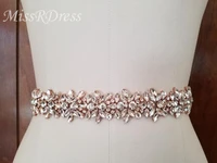 missrdress wedding belts rose gold crystal bridal belt rhinestones flowers belt bridal sash for wedding accessories belt jk817