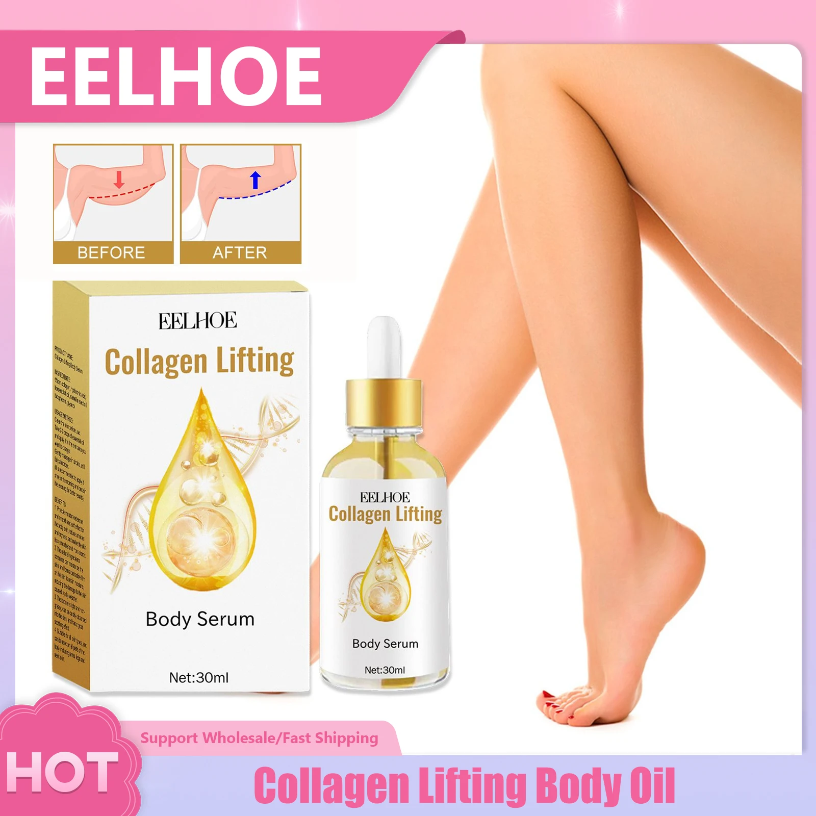 

Collagen Lifting Body Oil Arm Breast Neck Belly Tightening Fat Burning Weight Loss Anti Cellulite Firming Shaping Slimming Serum