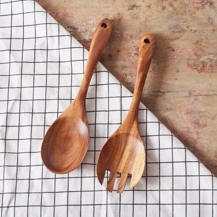 

Wooden Spoons Forks Set Kitchen Tableware Dinnerware Flatware Eco friendly Natural Wood Cutlery Wooden Fork Dinner Utensil Set