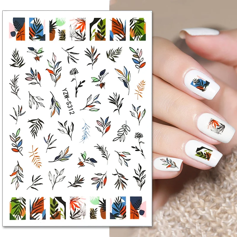 

2022 1 шт. наклейки для ногтей трава лист Дизайн самоклеящиеся цветы искусство ногтей