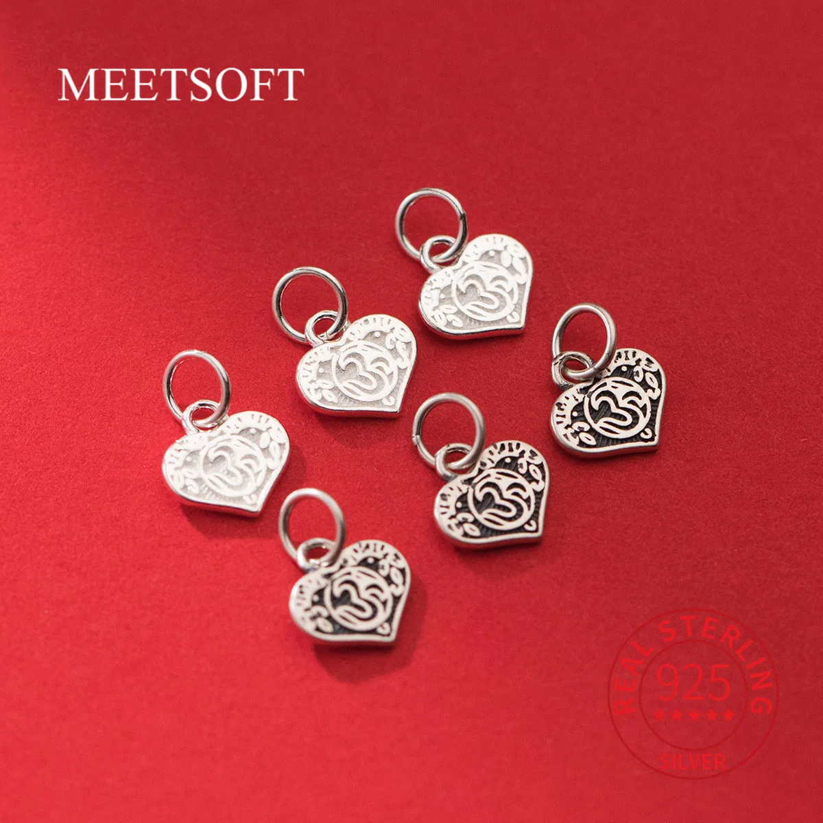 

MEETSOFT S925 Стерлинговое Серебро, состаренные печатные аксессуары для рукоделия, ожерелье, браслет, оптовая продажа