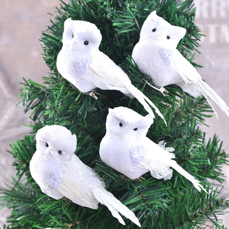 

Artificial Owl Ornament with Clip 6pcs/set Foam Feather Christmas Tree Decor for Indoor Outdoor Garden Yard Decoration