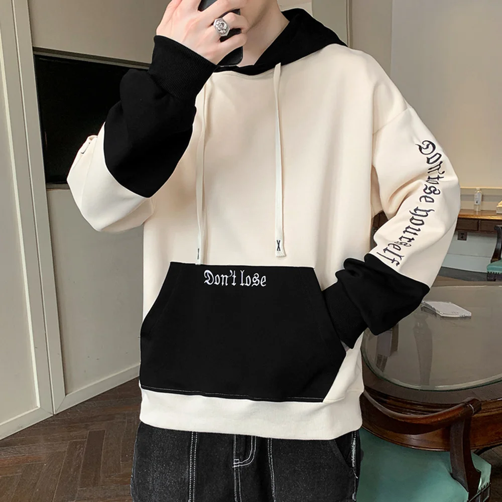 

Толстовка мужская составного кроя, свитшот с капюшоном в стиле хип-хоп, уличная одежда в японском стиле Харадзюку, худи с карманами, Осень-зи...