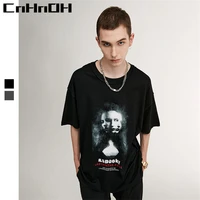 cnhnoh spring and summer new streetwear fashion brand chic trendy double sided women tee loose short sleeved t shirt men 13083