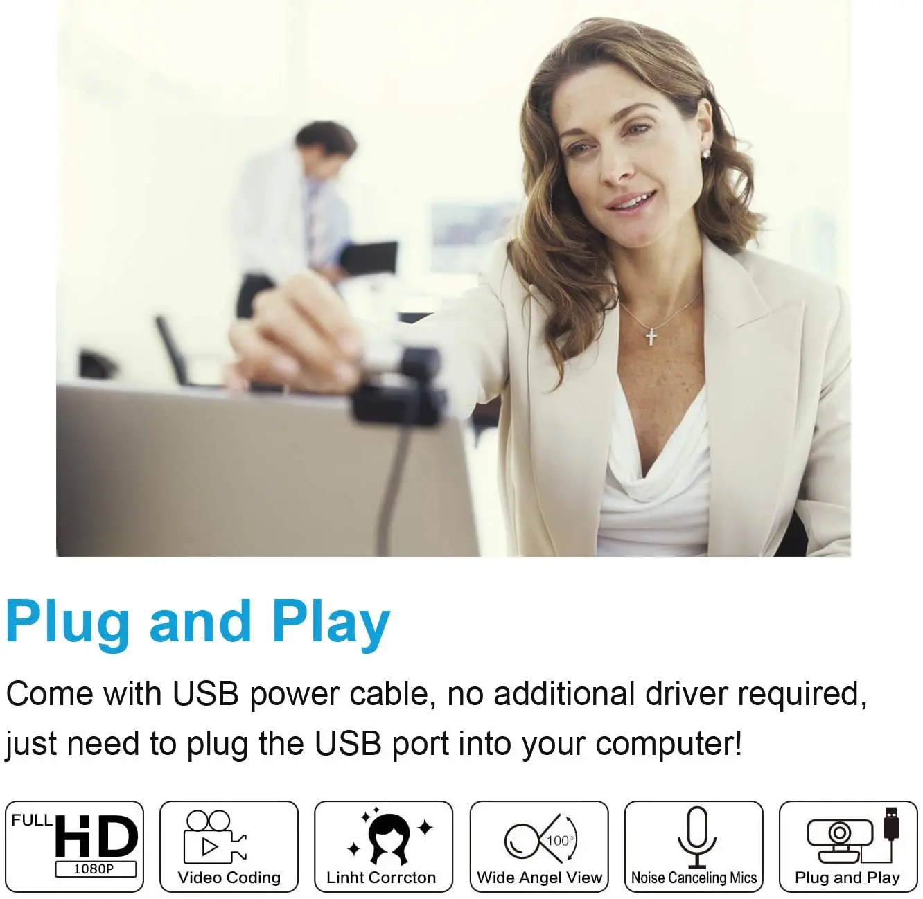 

Spedal MF934H 1080P Hd 60fps Webcam with Microphone for Desktop Laptop Computer Meeting Streaming Web Camera Usb [Software]