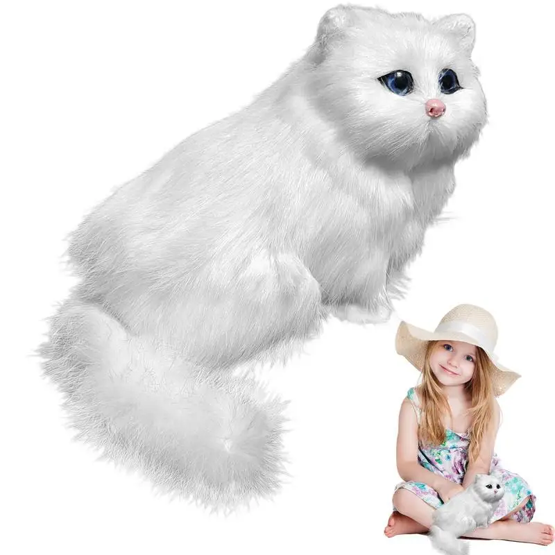 

Cute White Persian Cat Doll Simulation Realistic Interactive Companion Pets Vivid Kitten Stuffed Toy For Pet Party Favors